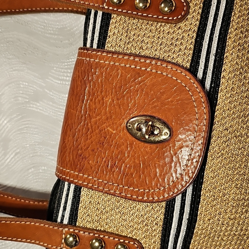 Eric Javits New York woven straw leather trim bag - Picture 2 of 10
